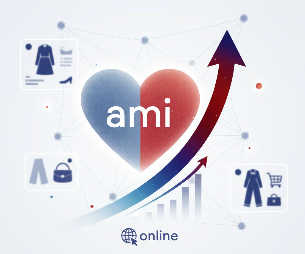 Graphique de croissance avec cœur bicolore pour le shopping en ligne