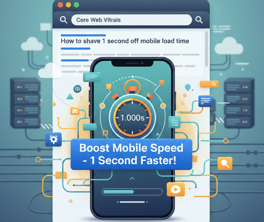 Illustration optimisant la vitesse mobile et les Core Web Vitals.